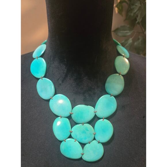 Women's Turquoise Statement Necklace With Lobster Clasp Handmade Jewelry Gift - Picture 1 of 6